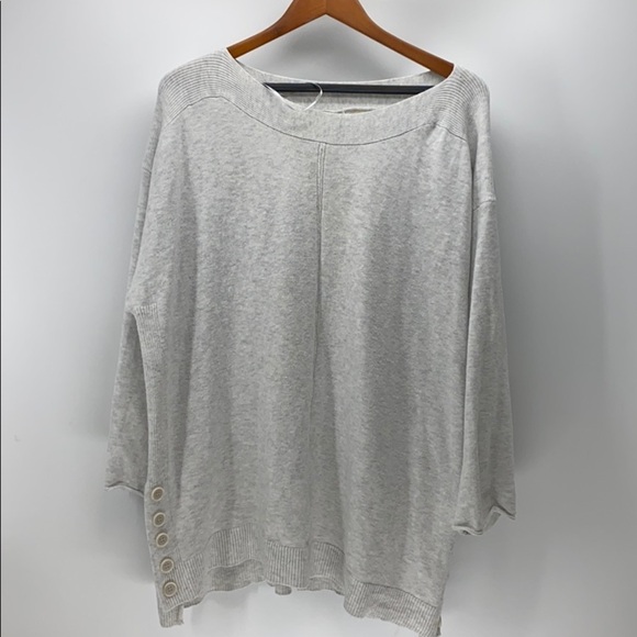 Terra & Sky grey hi lo 3 quarter sleeve sweater coastal Grandma - Picture 1 of 5